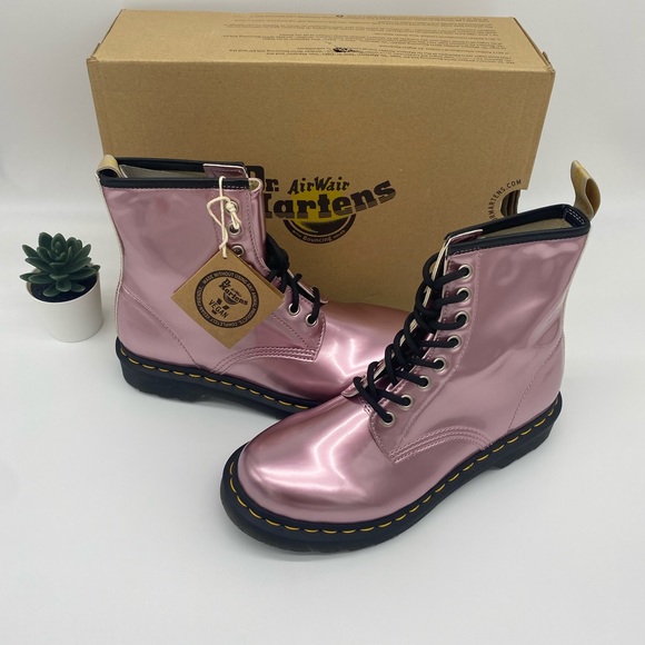 Dr.Martens -Pink Goldmix  1460 Smooth Vegan Leather - Picture 6 of 12